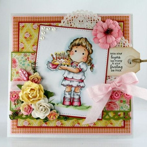 Birthday cake girl Metal Clear stamps Stencil