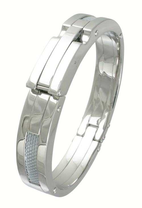 Steel Bangle with Carbon Fiber