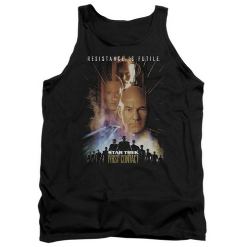 Trevco Star Trek-First Contact-Movie - Adult Tank Top - Black- Extra L