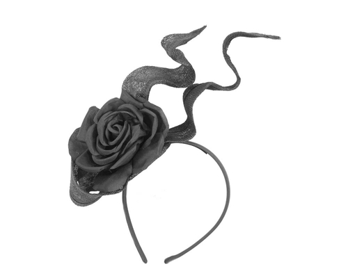 Tall black fascinator with flower