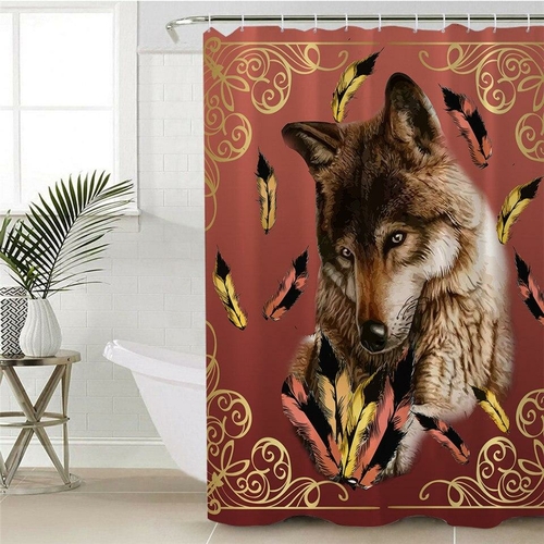 Features and Wolf Shower Curtain