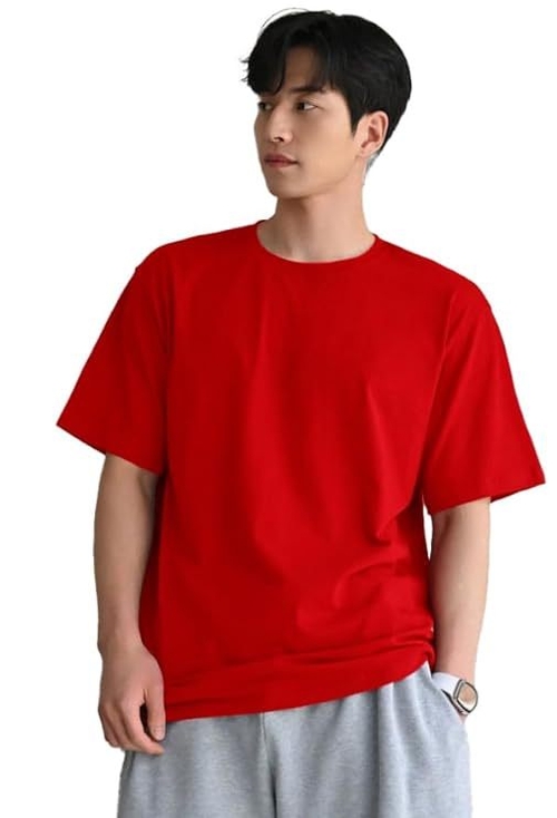 madfrog Men's Solid Round Neck Cotton Blend Drop Shoulder T-Shirt