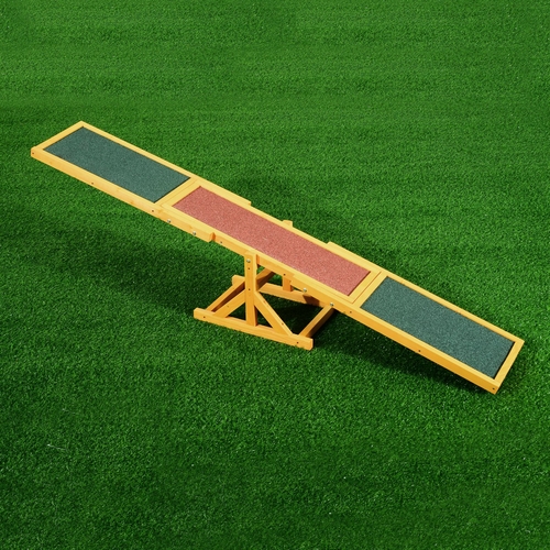 PawHut Wood Pet Seesaw Platform Dog Agility Training Equipment Run