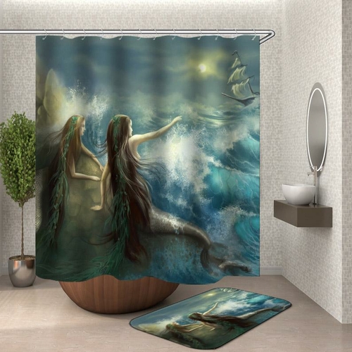 Mermaids and Ship Shower Curtain