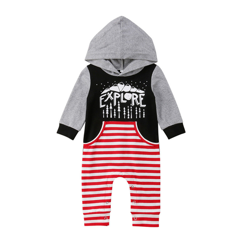 Baby Hooded Letter Romper Newborn Baby Boys Girls