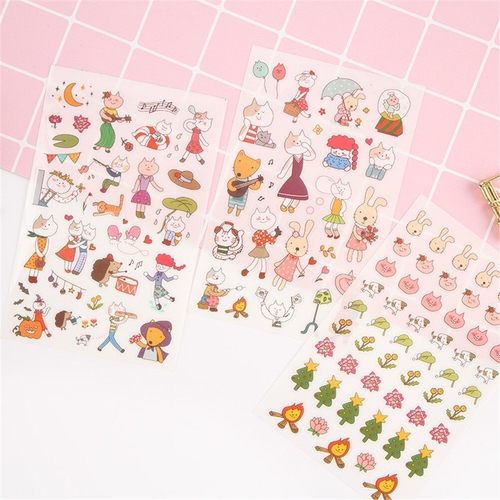 6 Pcs/pack Miss Cat  Adhesive Stickers Decorative