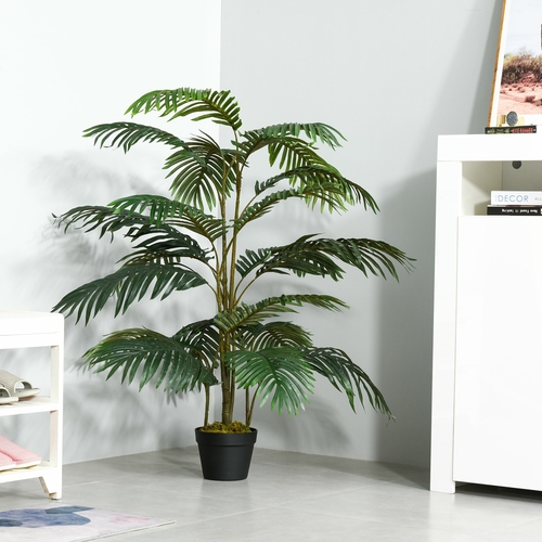 Outsunny 4.6FT Artificial Palm Tree Faux Plant with 20 Leaves in