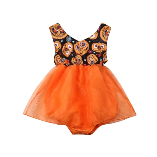 Newborn Infant Baby Girl Halloween Tulle Bodysuit