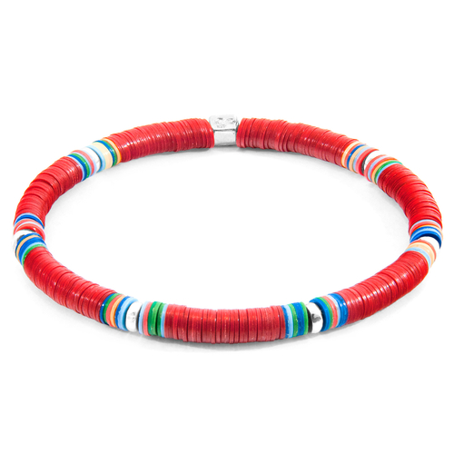 Red Nakuru Silver and Vinyl Disc Bracelet