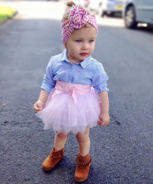 Summer Kids Baby Girls Striped Top Shirt Tulle