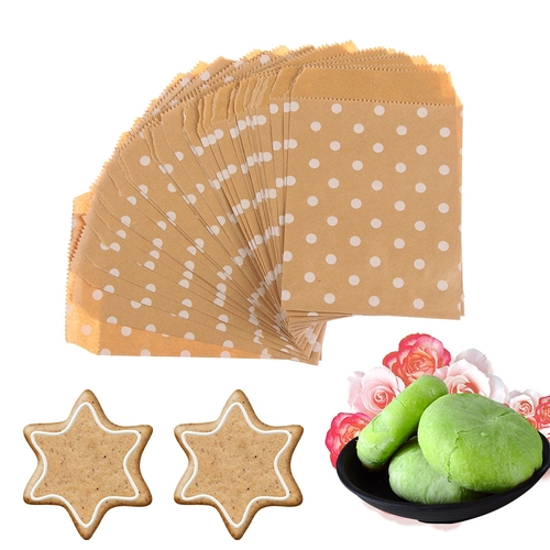 50pcs/pack Wave Dot Kraft Paper Candy Biscuit Gift