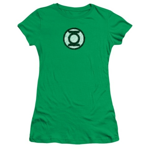 Green Lantern-Scribble Lantern Logo Short Sleeve Junior Sheer Tee,