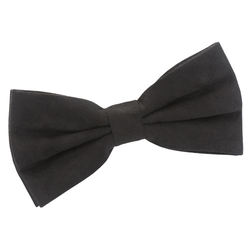 Suede Pre-Tied Bow Tie - Black