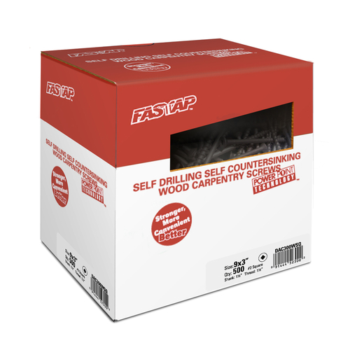 Fastap 5000460 No.7 x 1.25 in. Square Countersink Head Black Oxide Ste