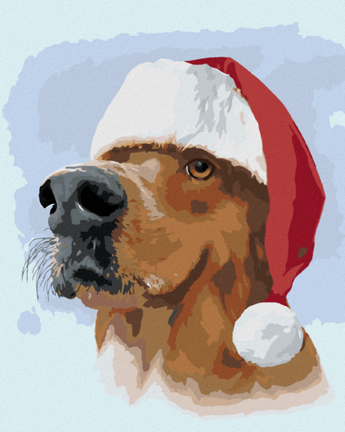 Zuty - Paint by Numbers - GOLDEN RETRIEVER WITH A SANTA HAT (LARRY