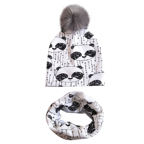 New Baby Hat Animal Printed Detachable Gray