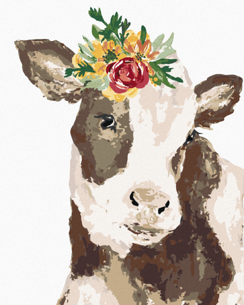 Paint by Numbers - COW WITH FLOWER (HALEY BUSH)