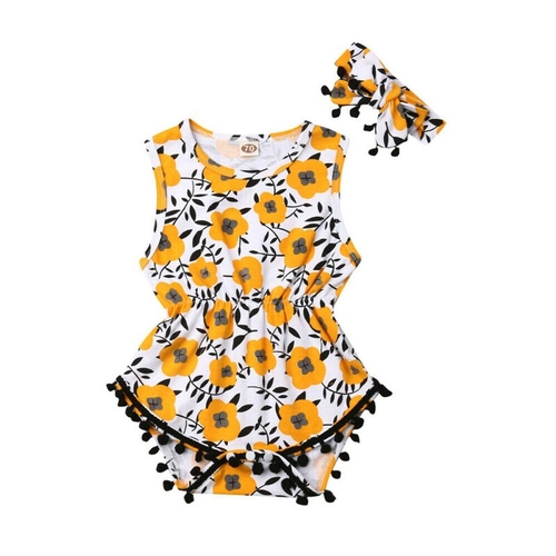 US Newborn Baby Girl Floral Romper Jumpsuit