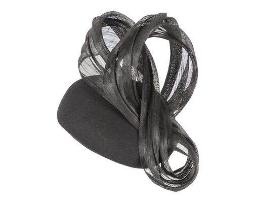 Black autumn winter racing pillbox with silk bow