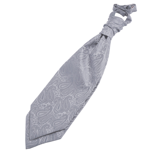 Paisley Pre-Tied Ruche Cravat - Silver