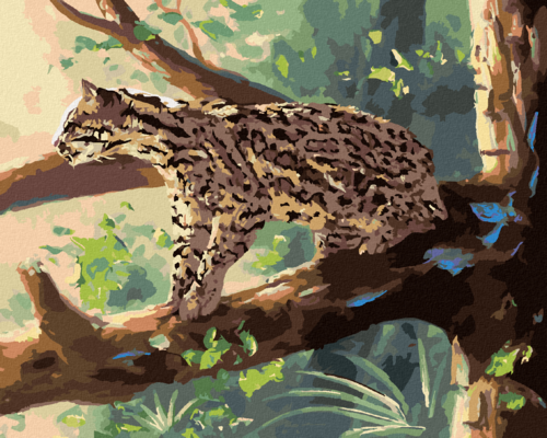 Zuty - Paint by Numbers - OCELOT SITTING ON A BRANCH (D. RUSTY RUST),