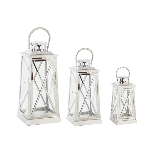 Lanterns DKD Home Decor Chromed Crystal Silver Steel 22 x 22 x 50 cm