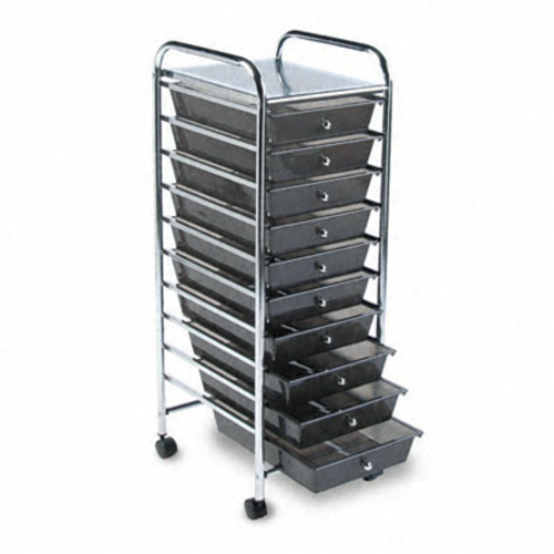 Advantus 34007 Portable Ten-Drawer Organizer  Chrome Metal Frame/Drawe