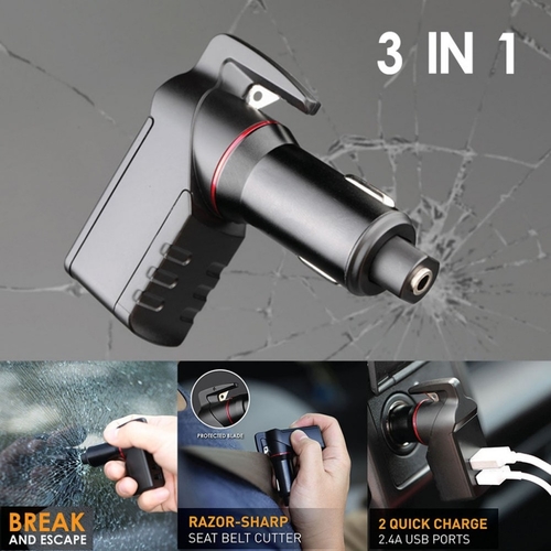 3 In 1 USB Car Charger 2.4A Dual Life-Saving