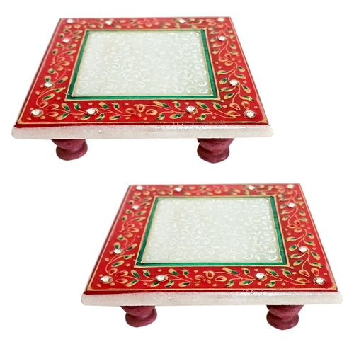 Marble Chowki for Ganesh Idol & Maa Devi Lakshmi Murti Approx Size 4×4