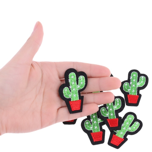 10pcs Cactus flower pot Embroidered Cloth Srew