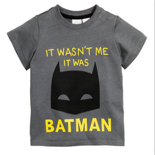 1 3 Years Boy Summer Cartoon Batman Printing Grey