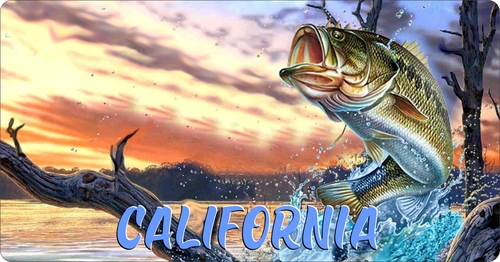 License Plate Travel Poster Art Bass Fishing California