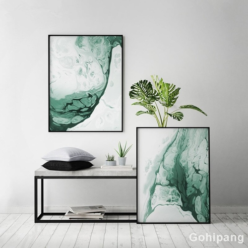 Abstract Forest Green Wall Art Painting Agate