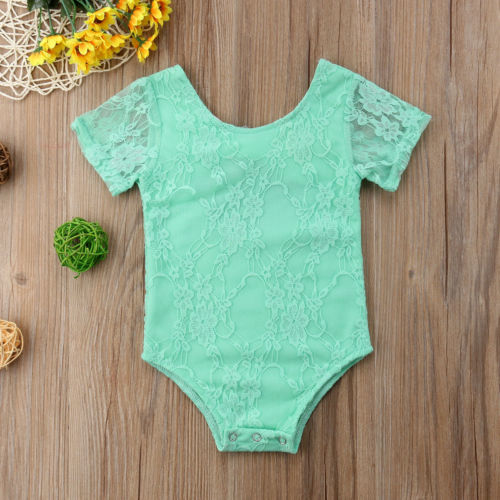 Newborn Baby Girl Summer Lace Short Sleeve