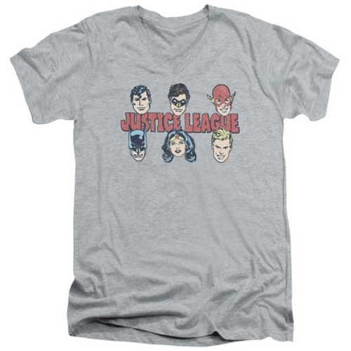 Trevco Dc-Justice Lineup - Short Sleeve Adult 30-1 Tee V-Neck - Athlet