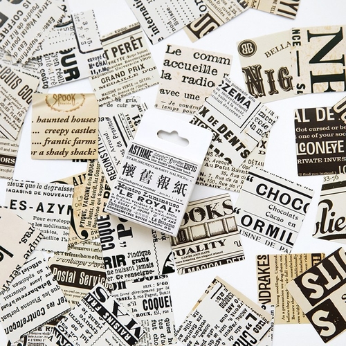45PCS/PACK Retro Newspaper Sticker Marker Planner