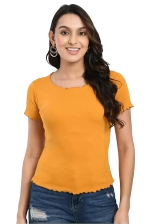 MUSTARD Stylish and Latest Women's Casual Short Sleeves Round Neck