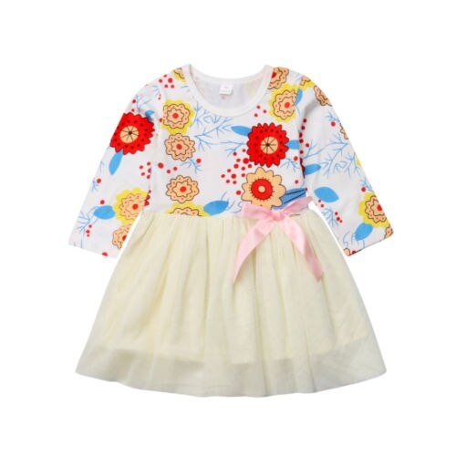 2018 Little Girls Sunflower Patch Dress Baby Kid