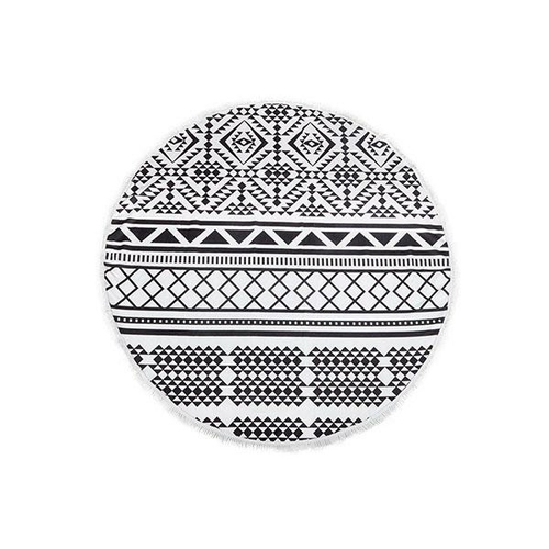 Milano Round Beach Towel With Tassels 140 Cm Microfibre Blanket Aztec