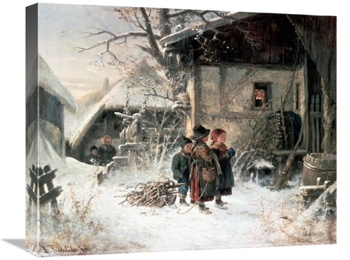 Global Gallery GCS-277607-22-142 22 in. Children in the Snow Art Print