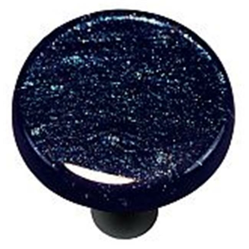 Hot Knobs HK1033-KRB Dark Metallic Blue Round Glass Cabinet Knob - Bla