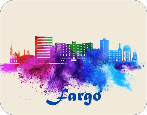 City of Fargo Skyline Art Cityscape Mouse Pad