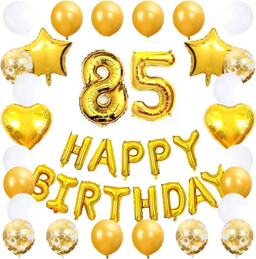 85th Birthday Party Decoration Kit with Star Heart Latex Confetti
