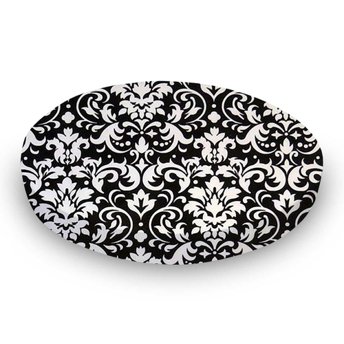 SheetWorld Fitted Round Crib Sheet - 100% Cotton Woven - White Damask,