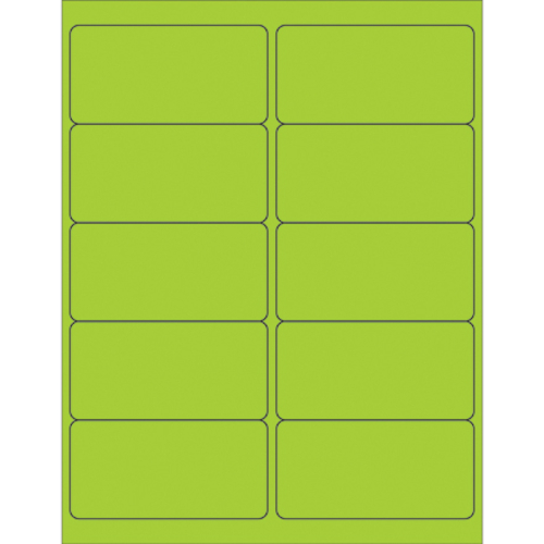 Tape Logic LL410GN 4 x 2 in. Fluorescent Green Removable Rectangle Las