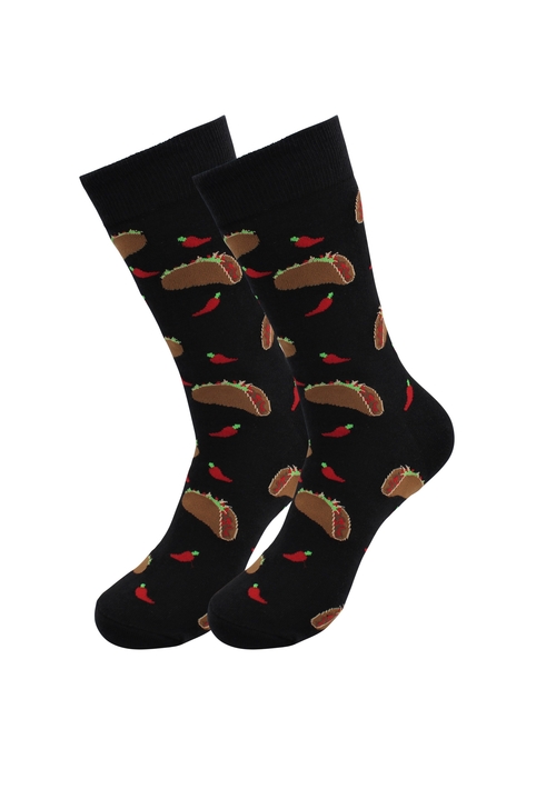 Cozy Designer Trending Food Socks - Chili Taco for Men and Women   