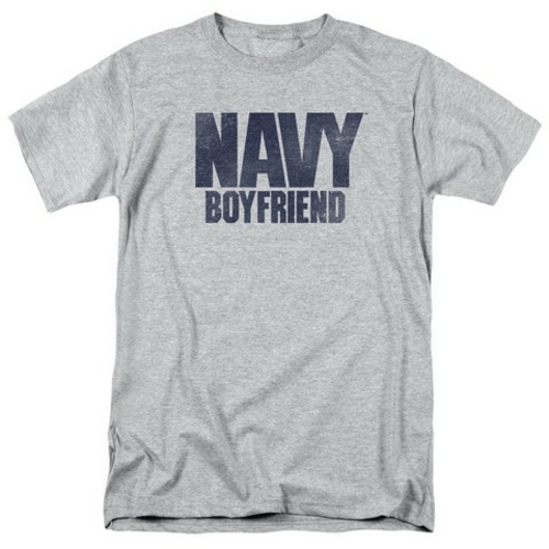 Trevco Navy-Boyfriend Short Sleeve Adult 18-1 Tee, Athletic Heathe
