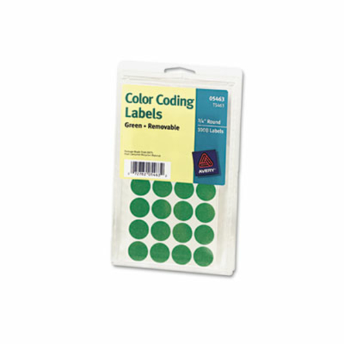 Avery 05463 Print or Write Removable Color-Coding Labels- 3/4in dia- G