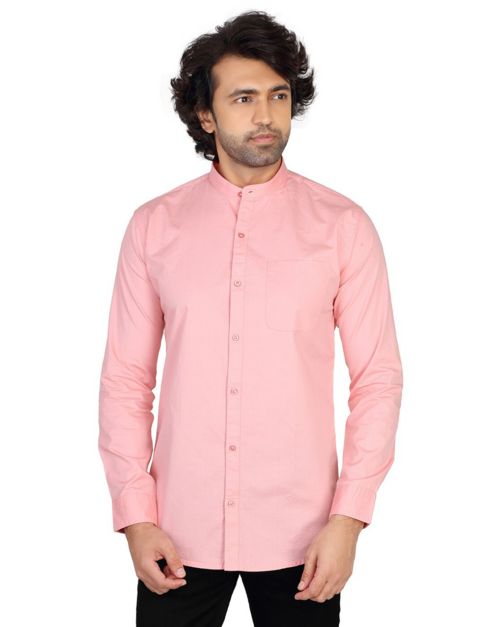 SOLID FULL SLEEVE SHIRT FOR MEN  (Size-M)(Color-PINK)
