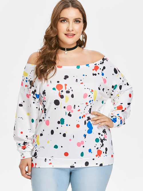  Plus Size Autumn Splashing 3D Ink Pattern